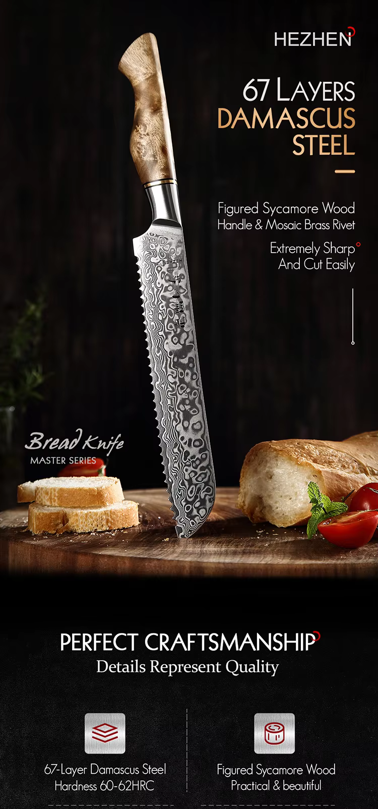 HEZHEN B30 Bread Knife 8.5“ 9 Hfbf97b1818cb4f63ae698ba3a1da729ds